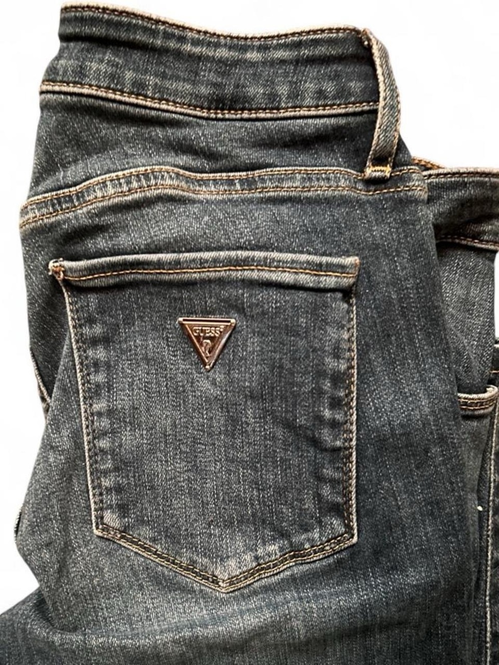 guess curve skinny jeans triangle metal logo